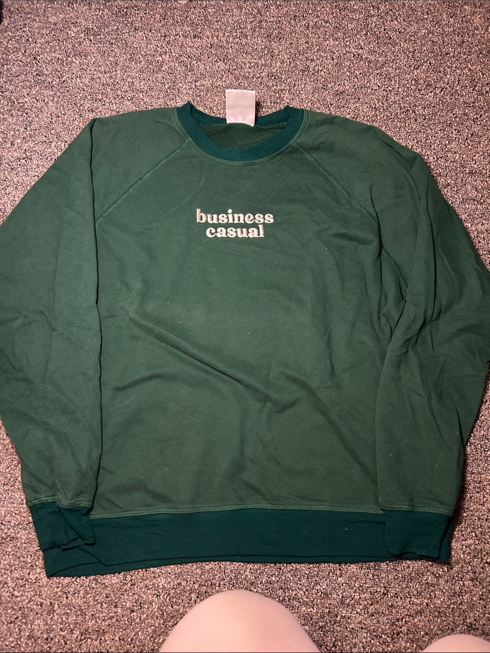 “Business Casual” Green Crewneck